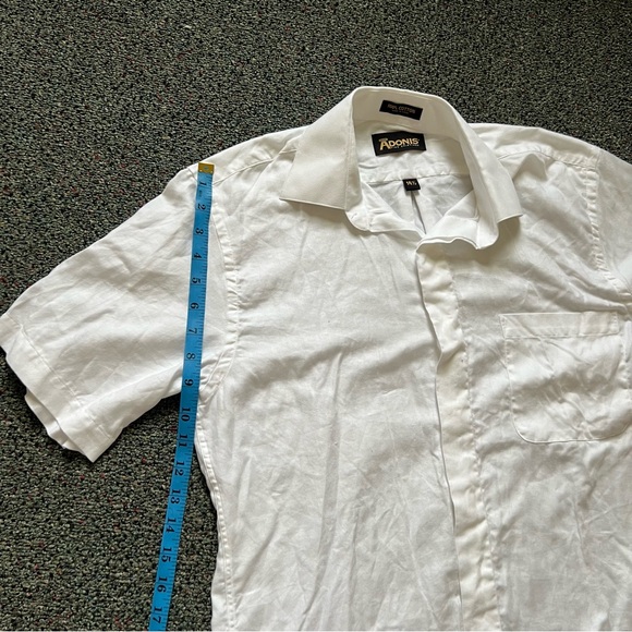 ADONIS White Cotton Short Sleeve Button Down Formal Fancy Dress Shirt Neck 14.5 - Picture 11 of 16